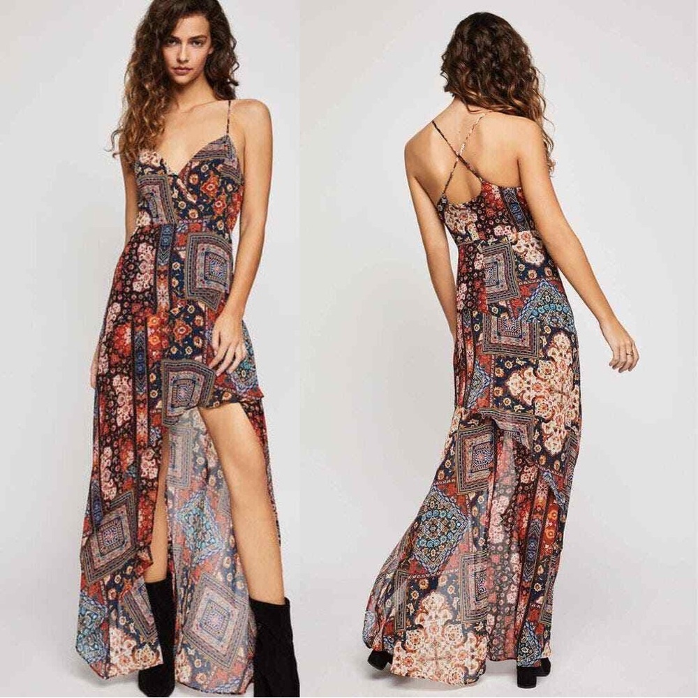 BCBGeneration Hi-Low Asymmetrical Print Maxi Dress